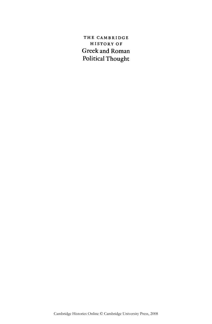 The Cambridge History of Greek and Roman Political Thought by Unknow