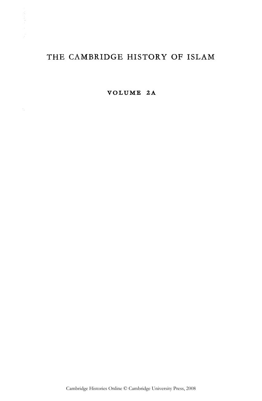 The Cambridge History of Islam by Volume 2A