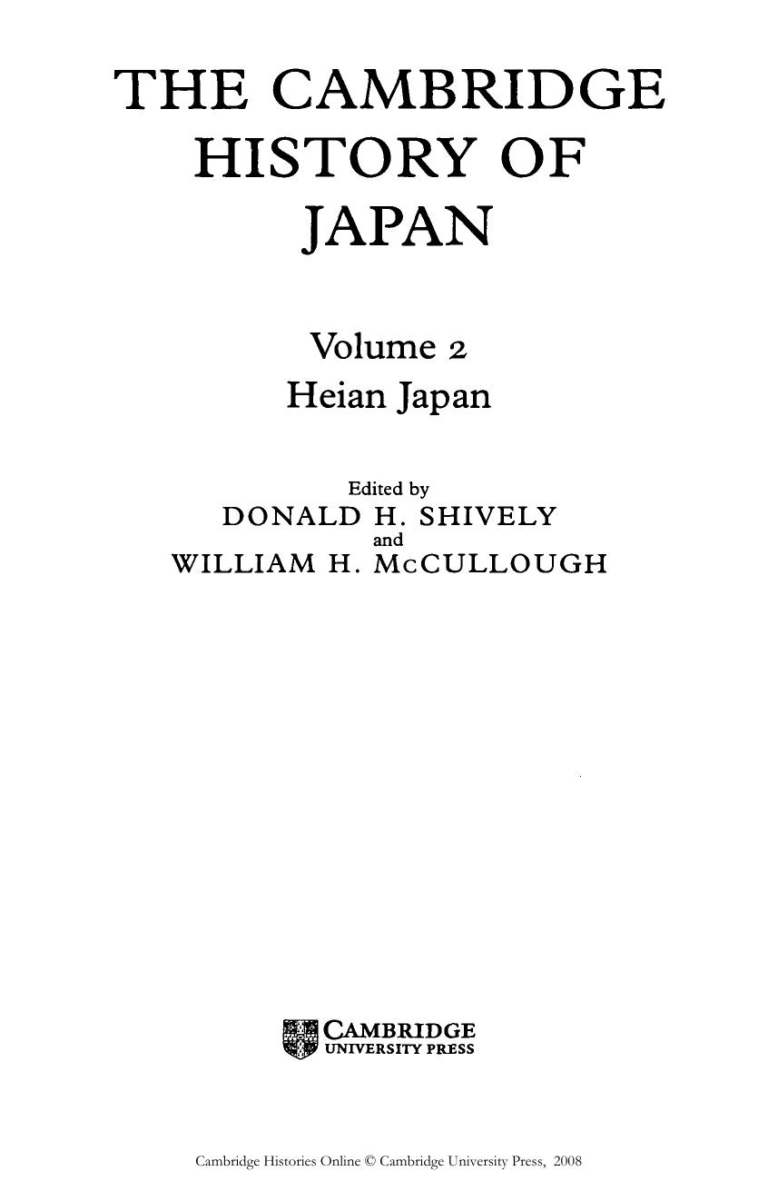 The Cambridge History of Japan Vol. 2 Heian Japan by Unknown