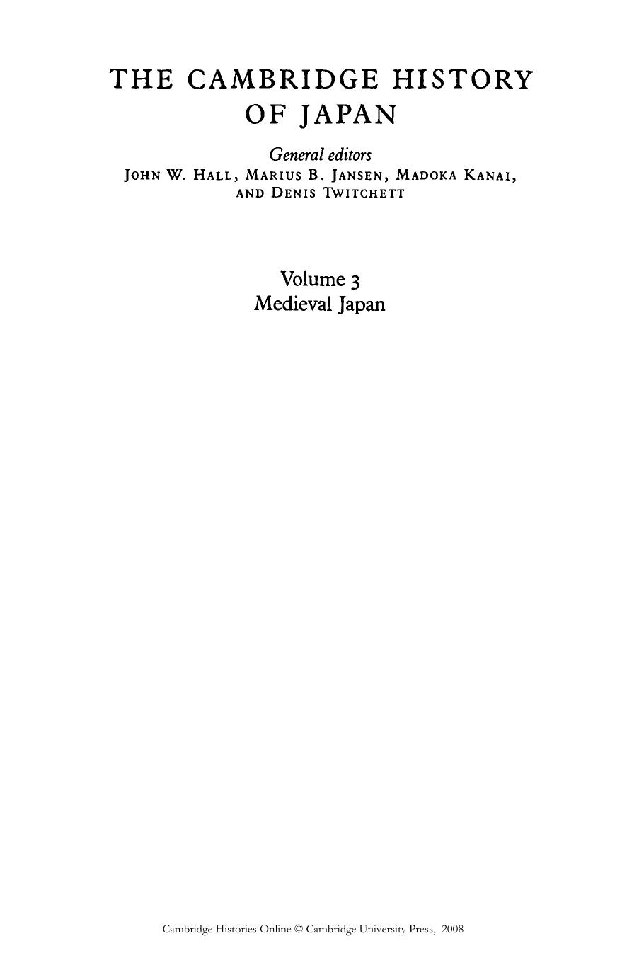 The Cambridge History of Japan Vol. 3 Medieval Japan by Unknown