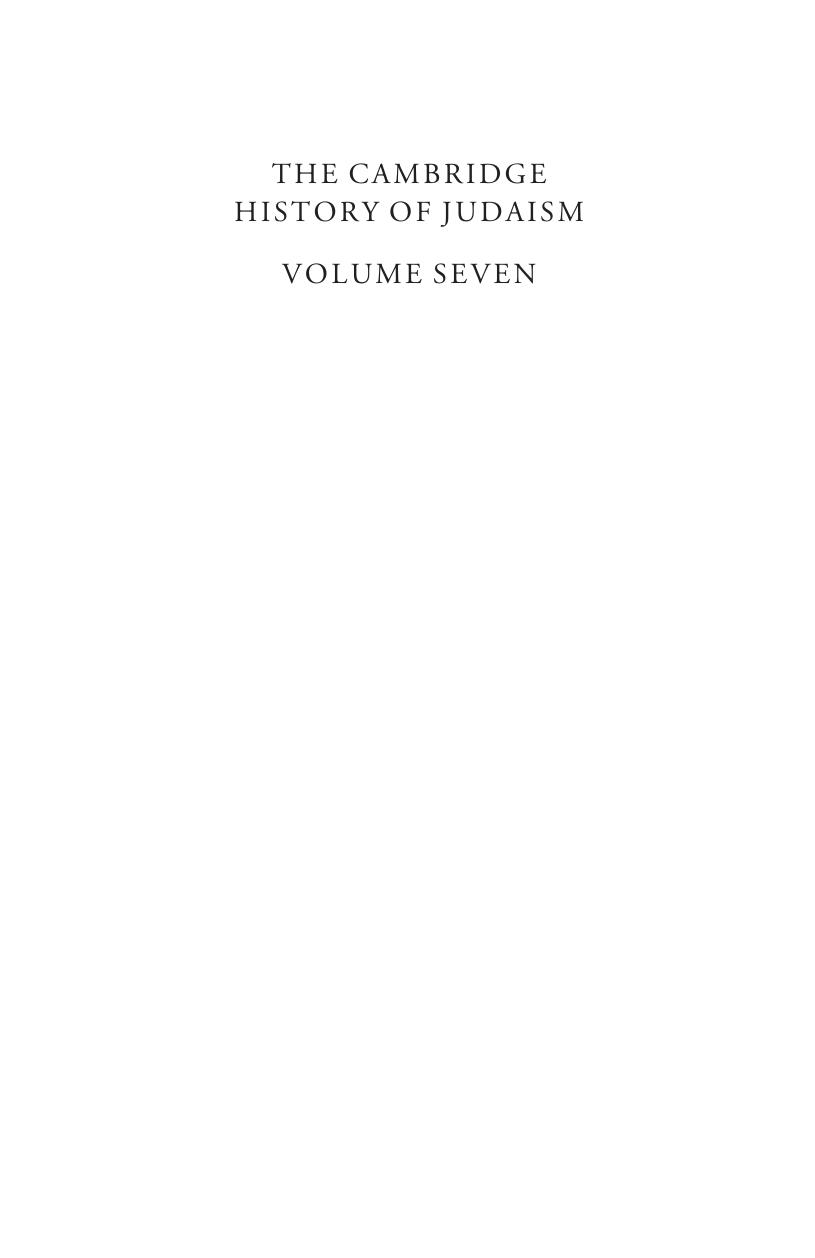 The Cambridge History of Judaism, Vol. 7. The Early Modern World, 1500â1815 by Johnathan Karp Adam Sutcliffe (eds.)