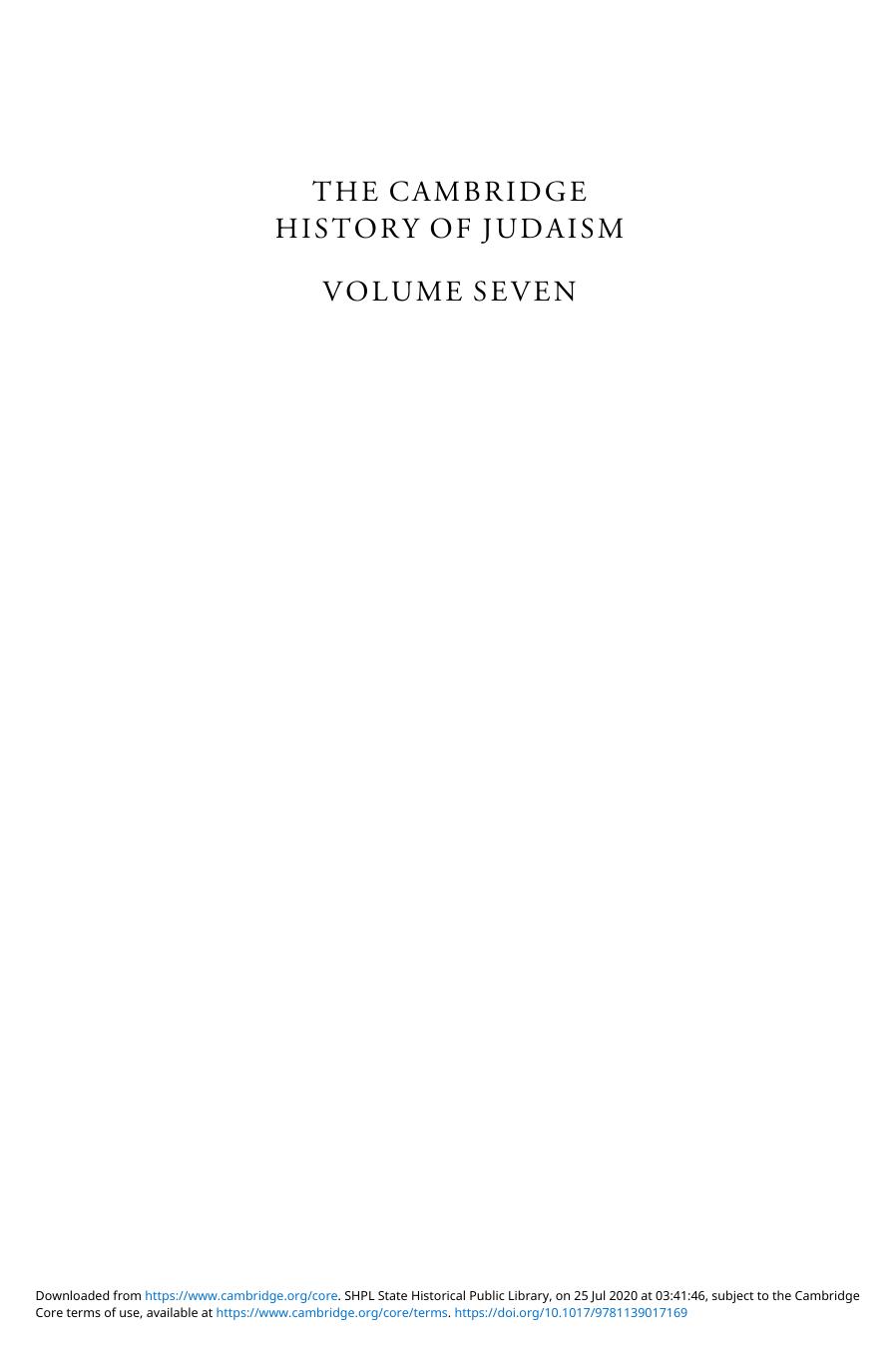 The Cambridge History of Judaism, Volume 7 by Unknown