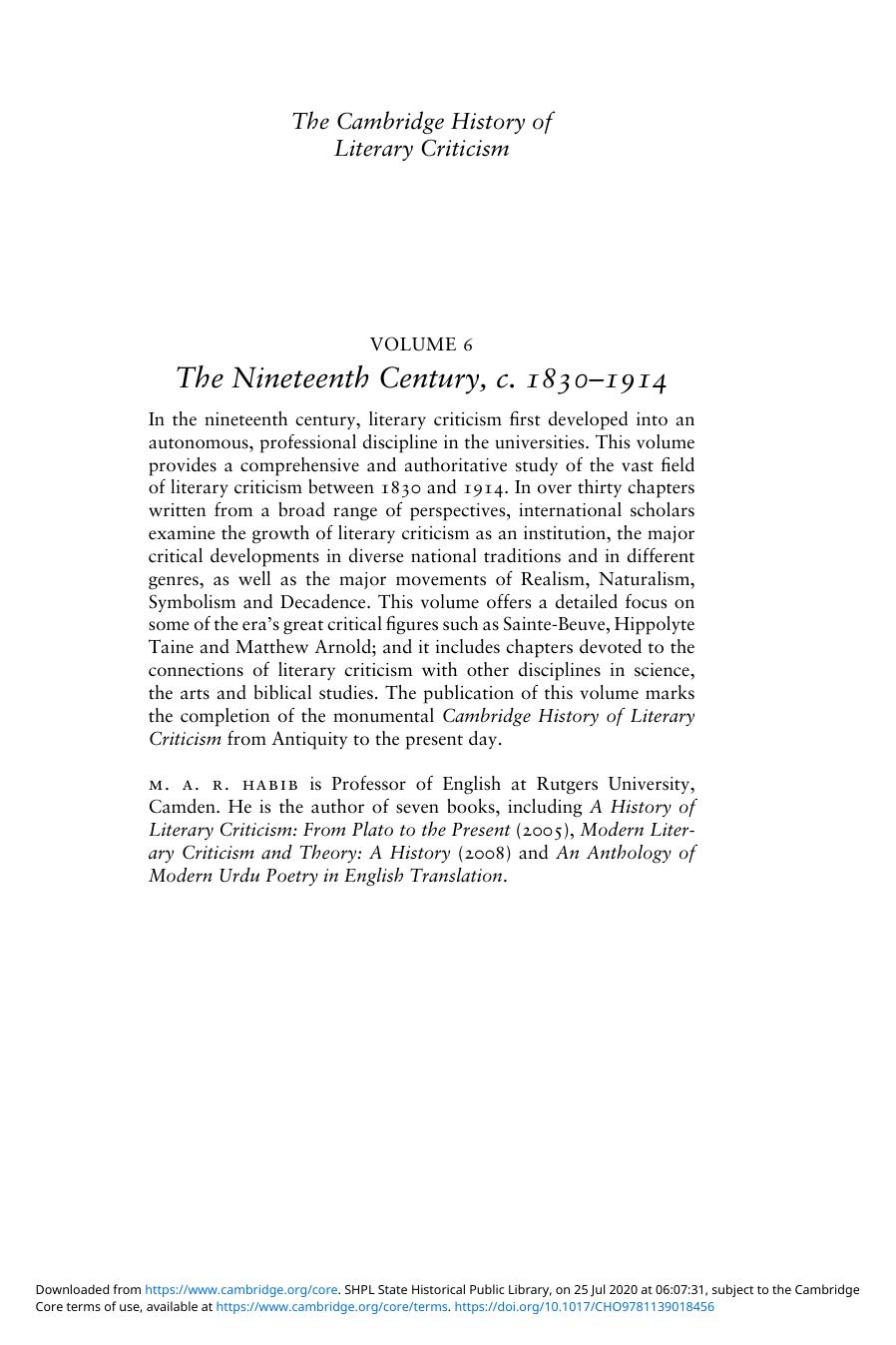 The Cambridge History of Literary Criticism, Volume 6 by Unknown