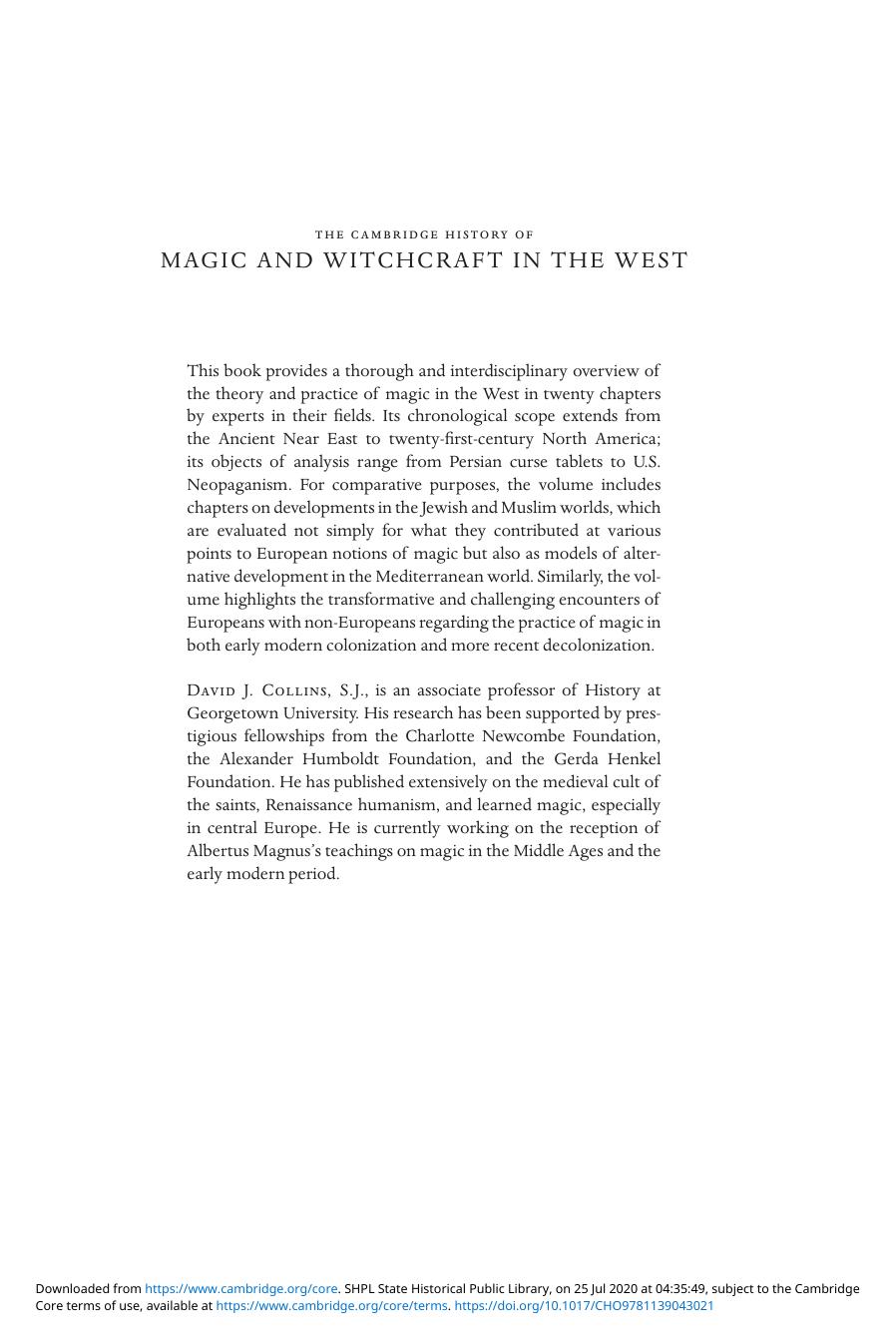 The Cambridge History of Magic and Witchcraft in the West by Unknown