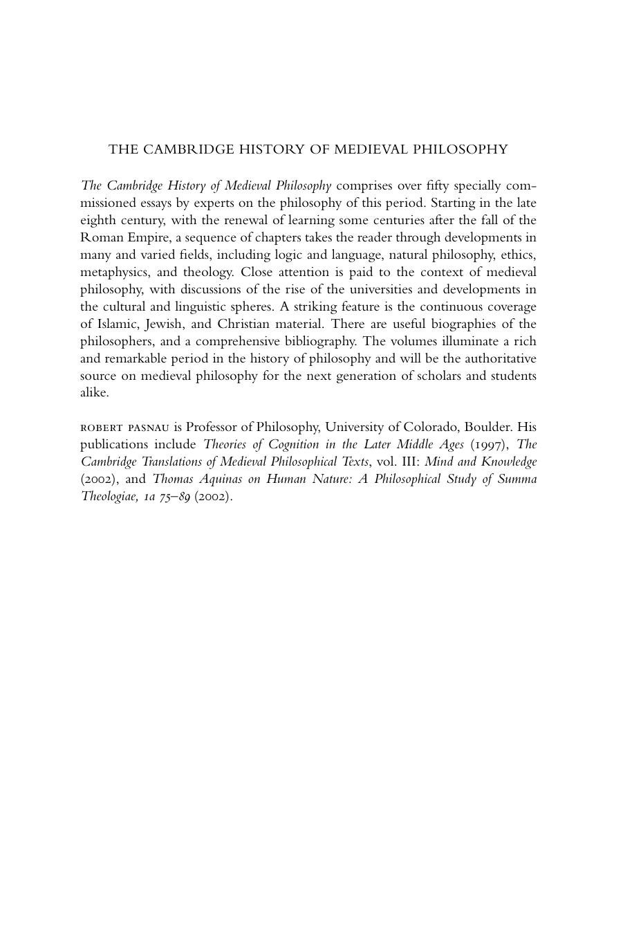 The Cambridge History of Medieval Philosophy, Volume 1 by Unknown