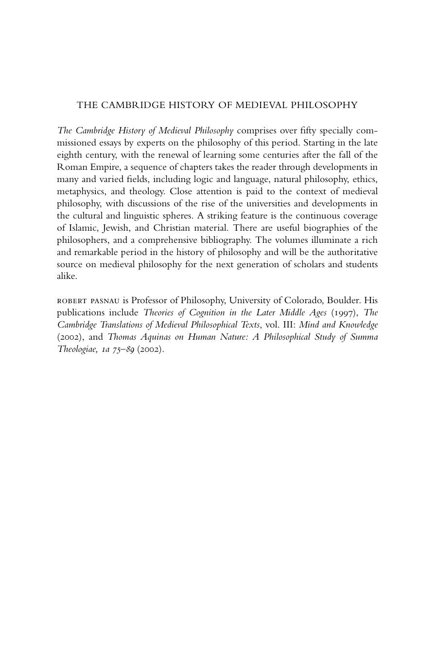The Cambridge History of Medieval Philosophy, Volume 2 by Unknown