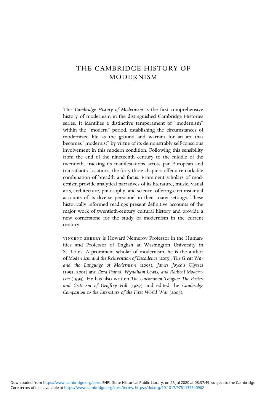 The Cambridge History of Modernism by Unknown