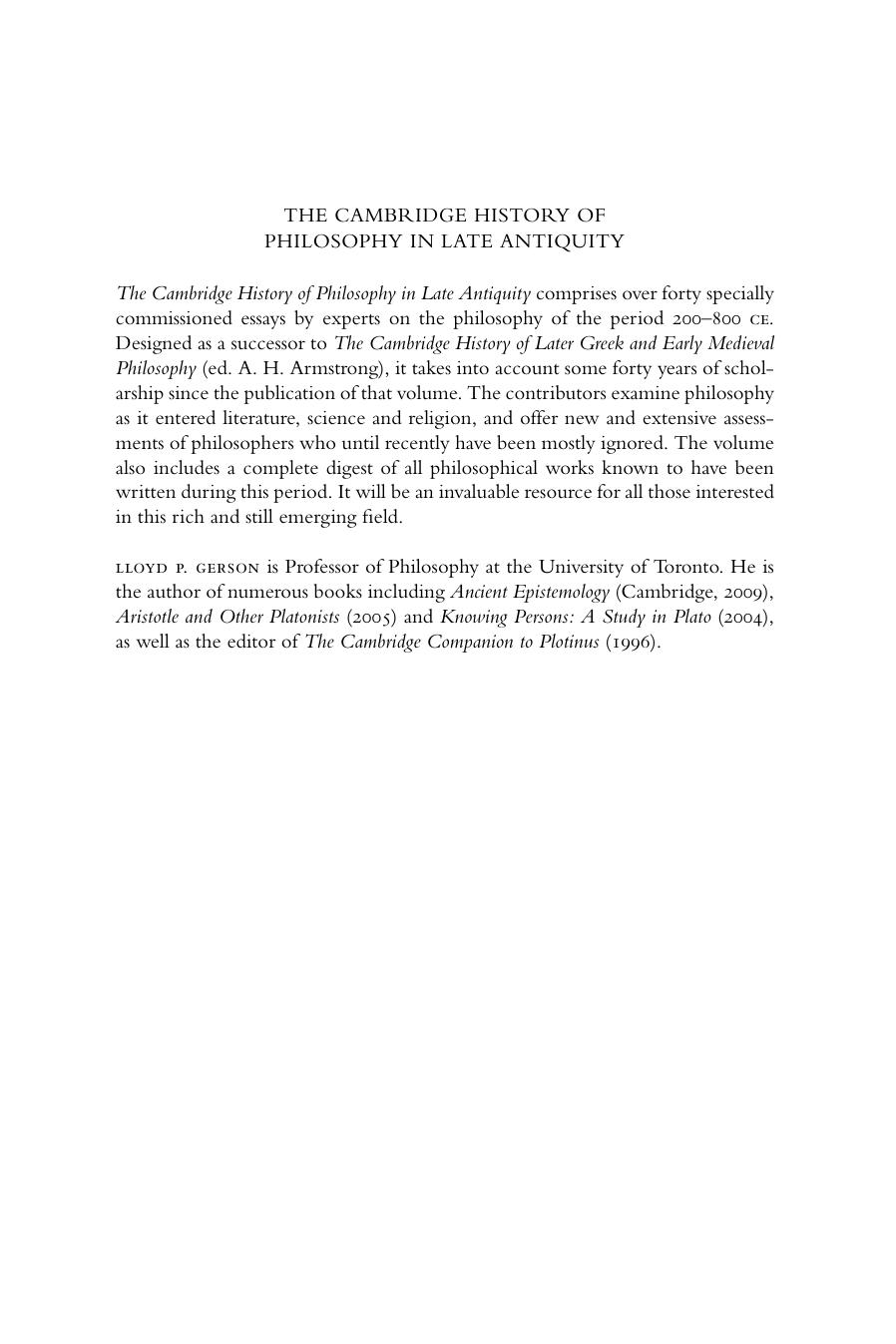 The Cambridge History of Philosophy in Late Antiquity, Volume 2 by Unknown