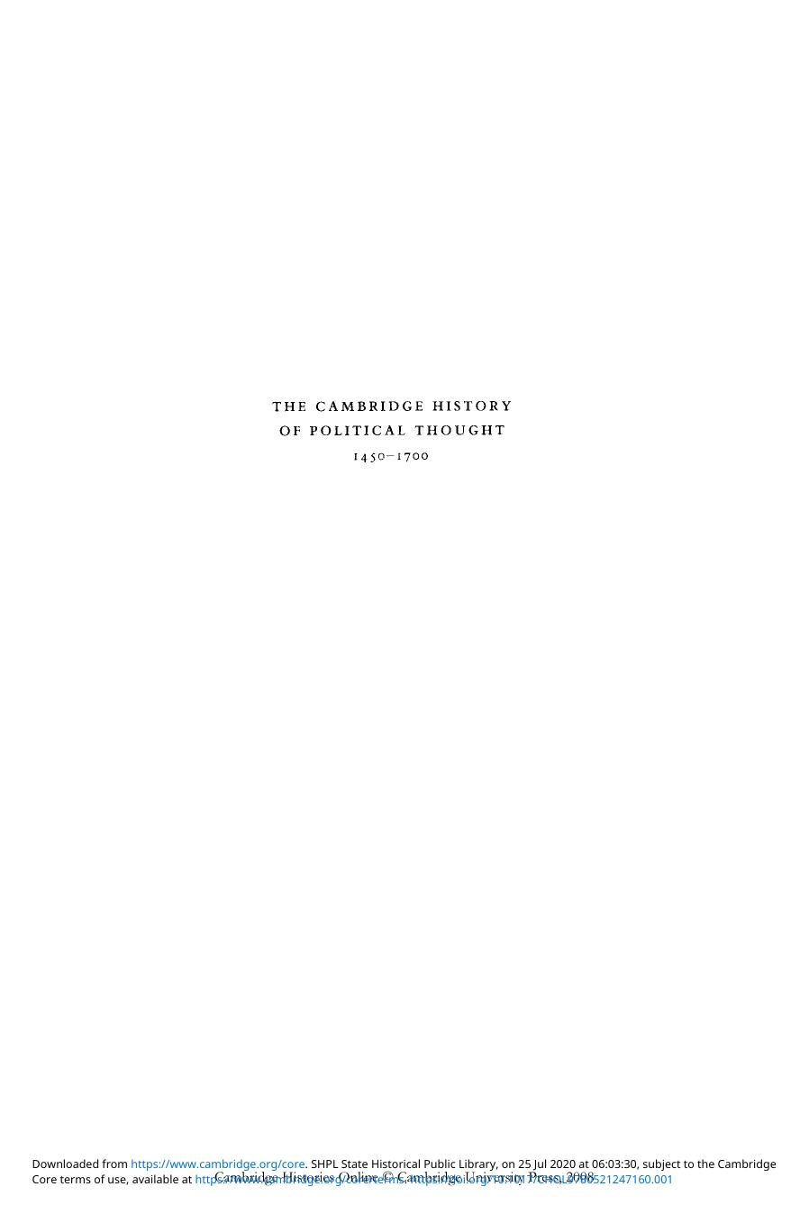 The Cambridge History of Political Thought 1450â1700 by OCESCAN