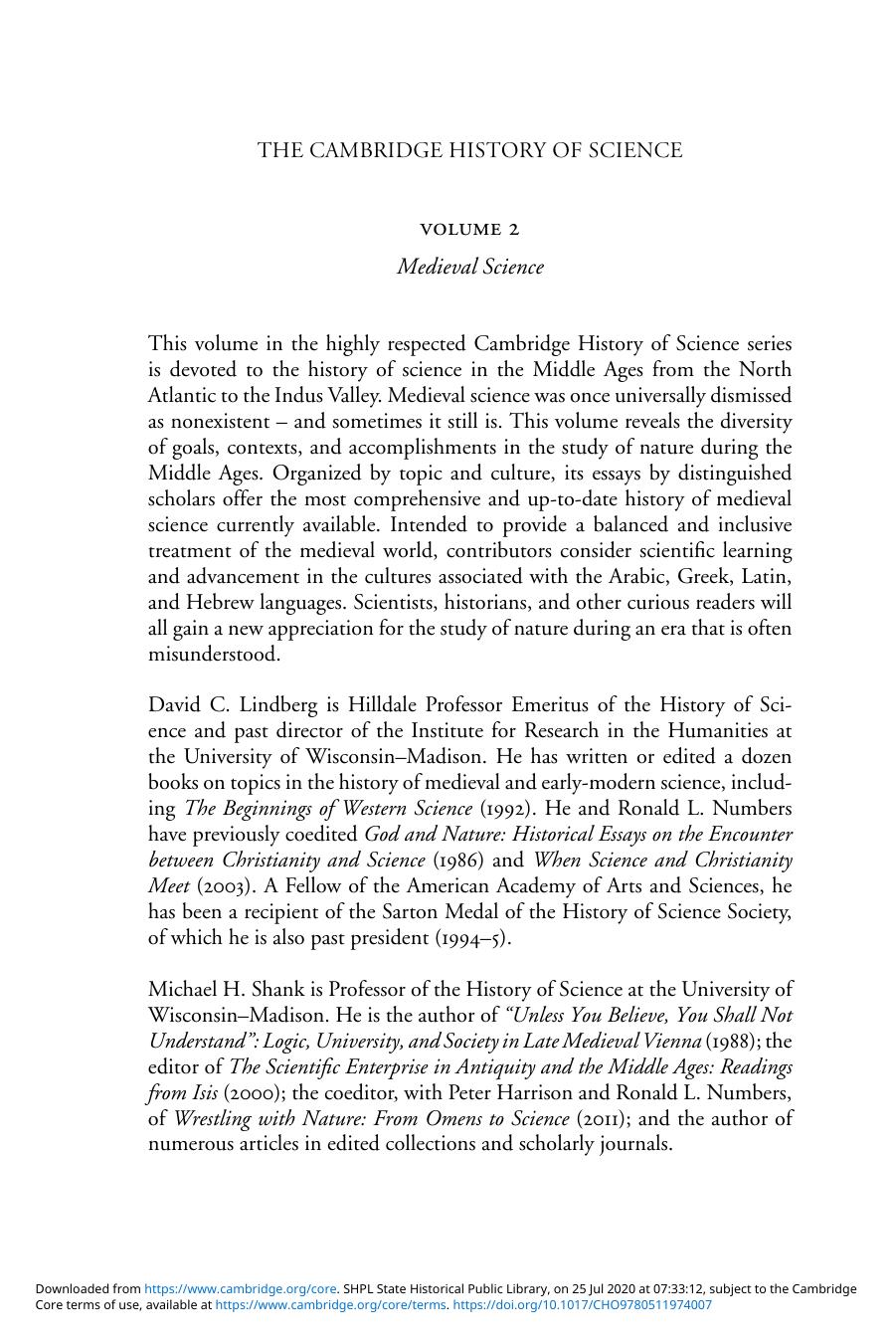 The Cambridge History of Science, Volume 2 by Unknown