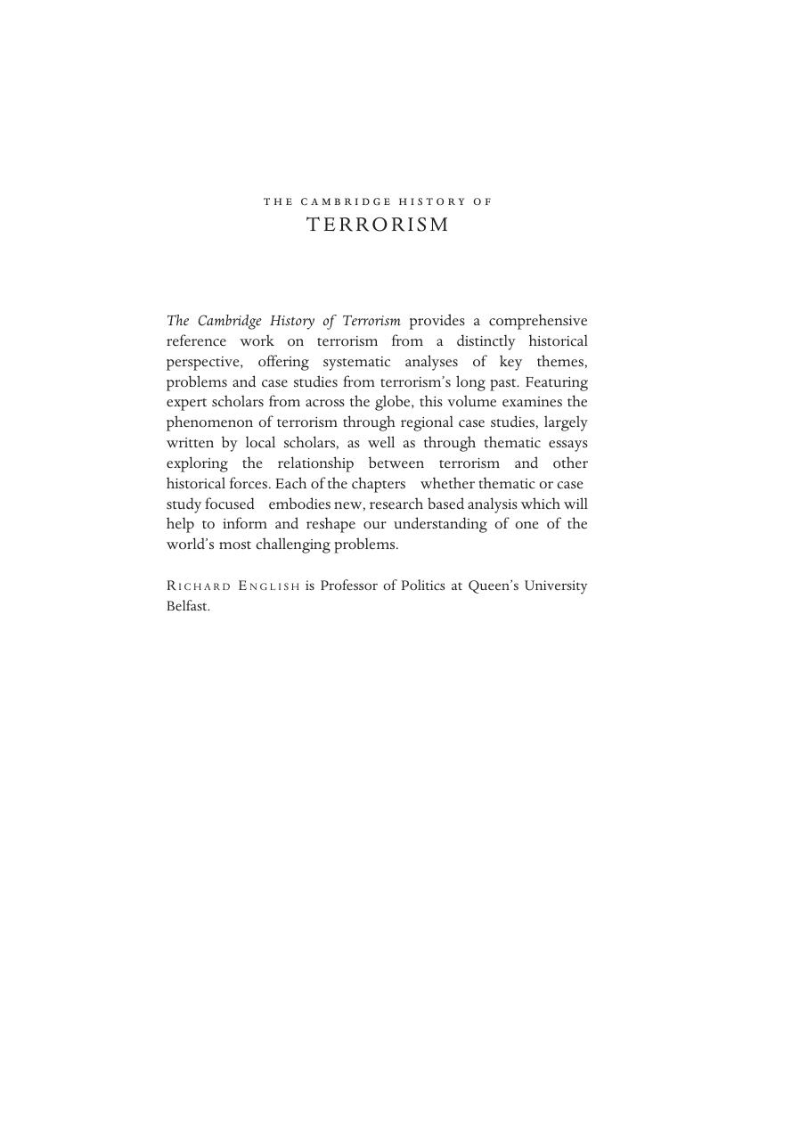 The Cambridge History of Terrorism by Richard English
