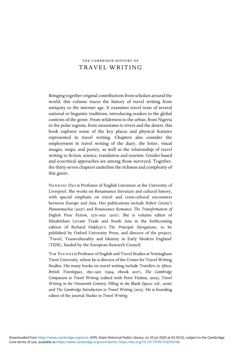The Cambridge History of Travel Writing by Unknown