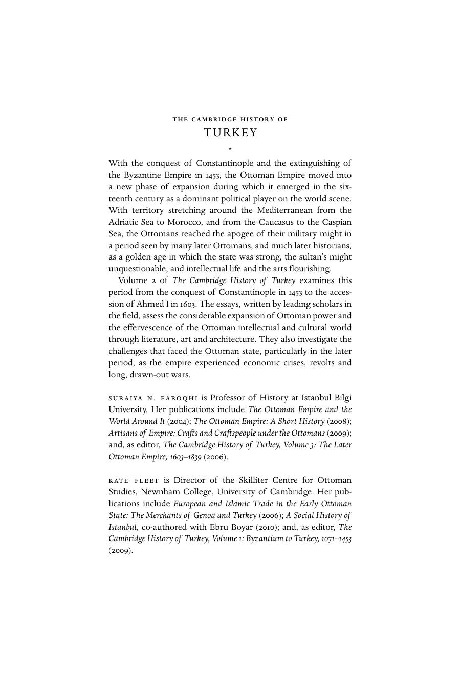 The Cambridge History of Turkey, vol.2 by Suraiya N. Faroqhi Kate Fleet