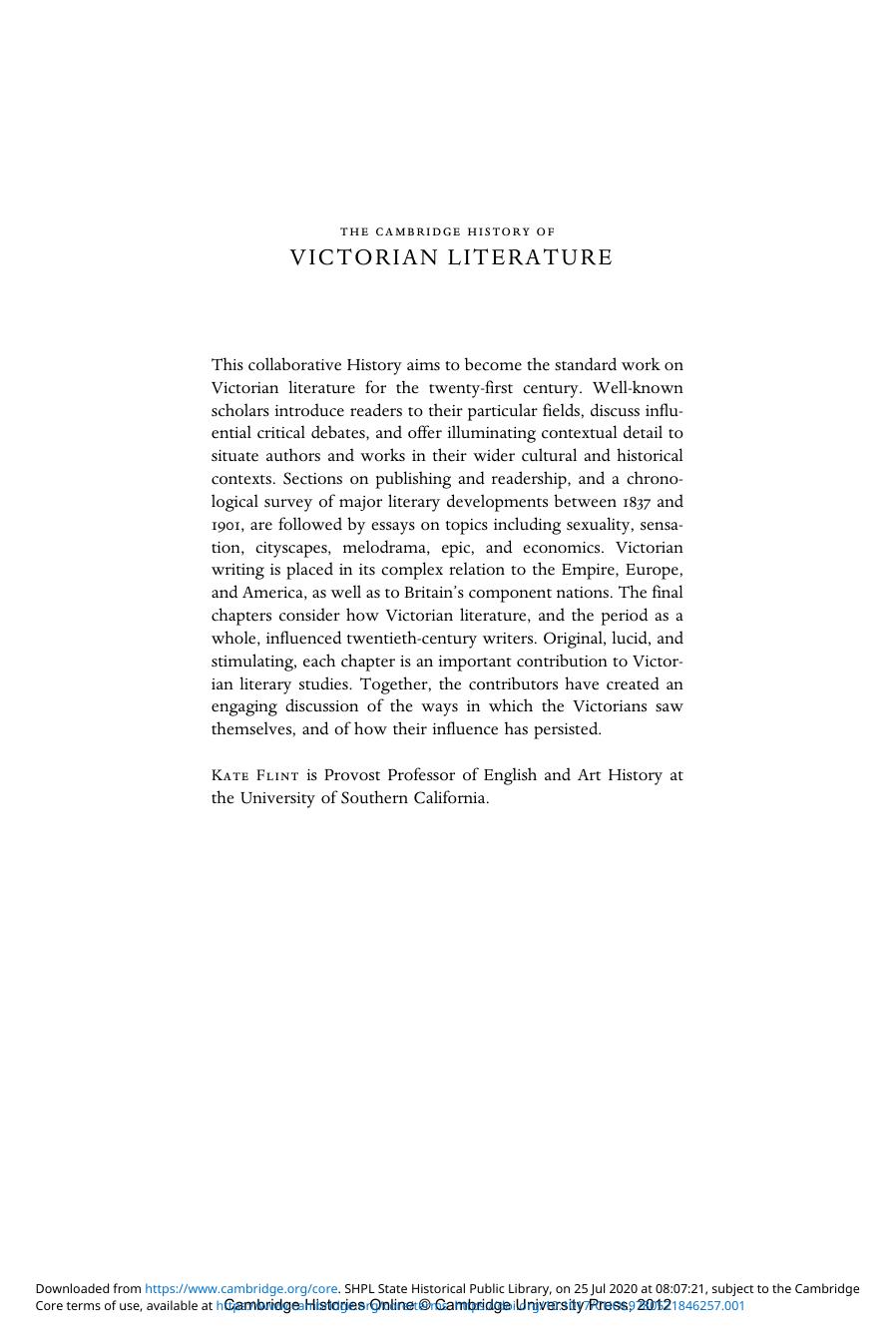 The Cambridge History of Victorian Literature by Unknown