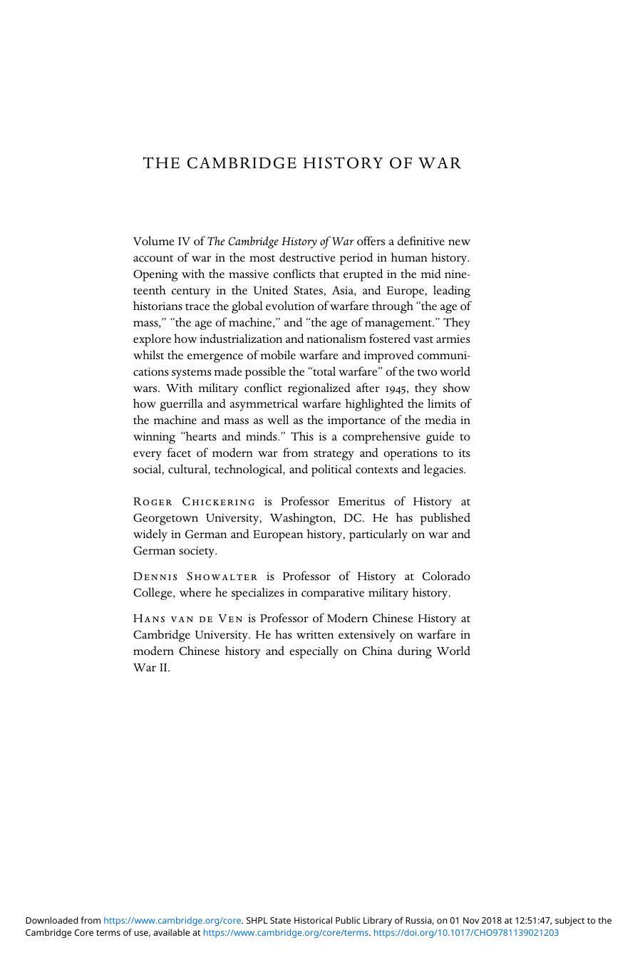 The Cambridge History of War, Volume 4 by Unknown