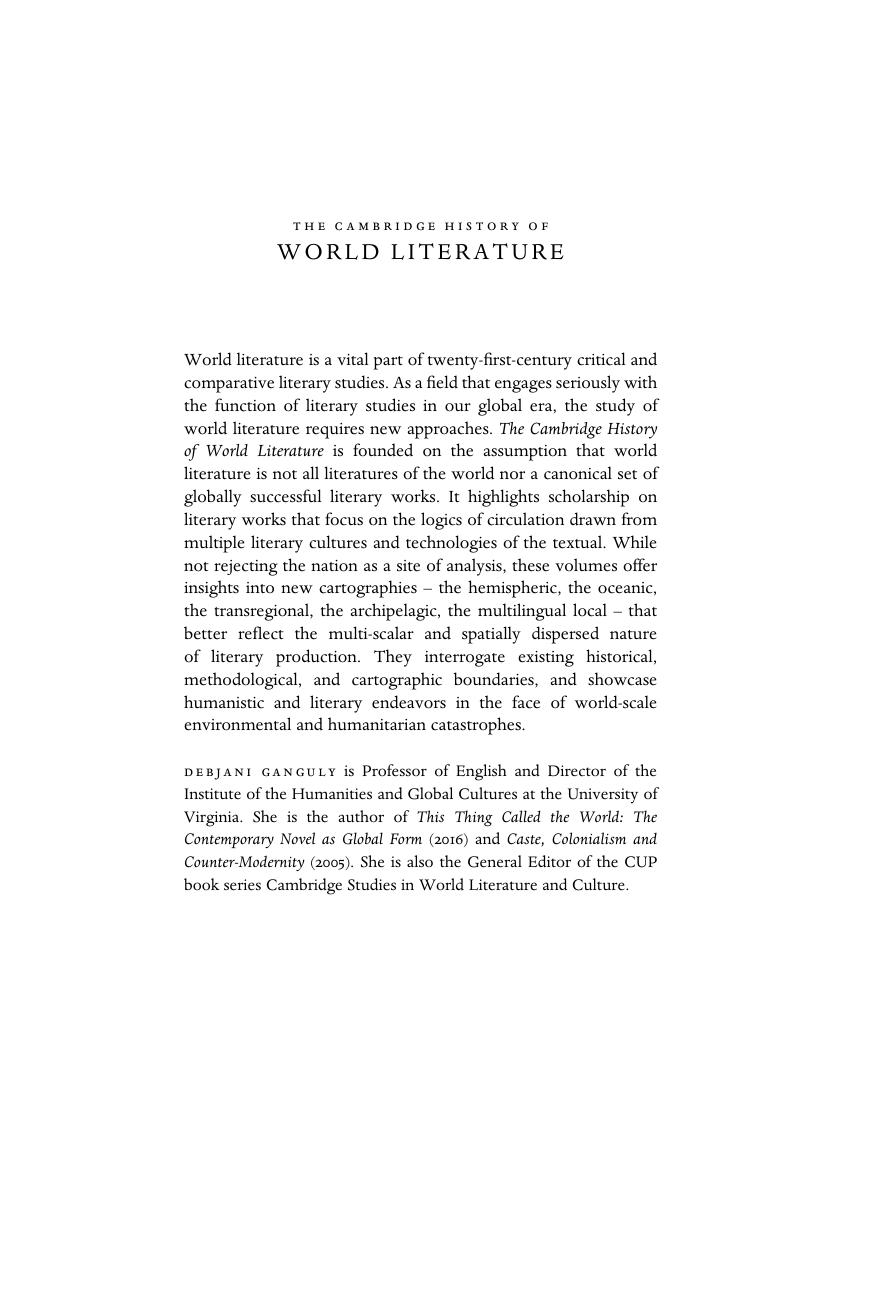 The Cambridge History of World Literature by Debjani Ganguly (editor)