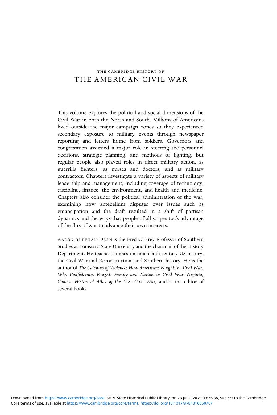The Cambridge History of the American Civil War. Volume 2 by Unknown
