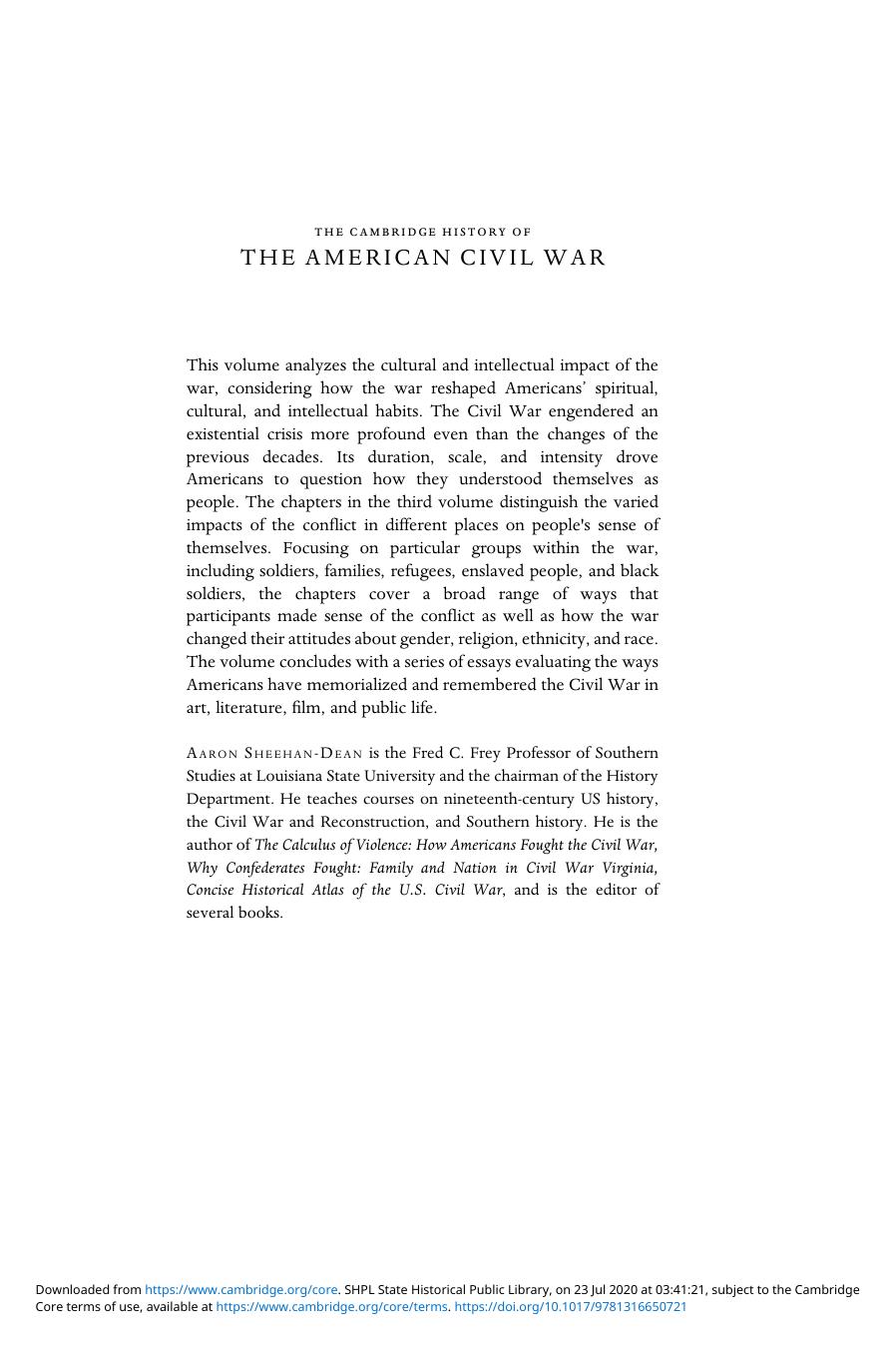 The Cambridge History of the American Civil War. Volume 3 by Unknown