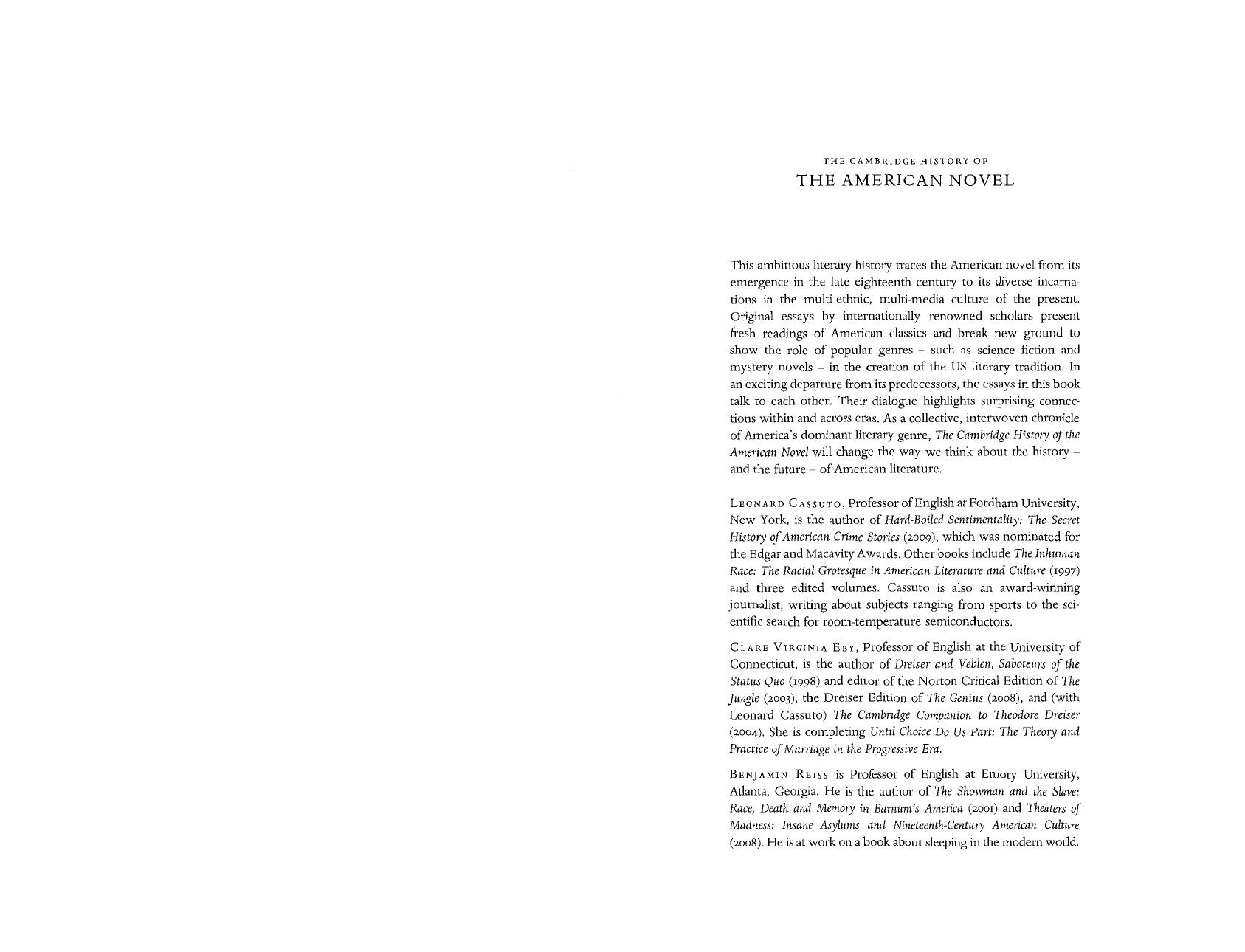 The Cambridge History of the American Novel by Leonard Cassuto