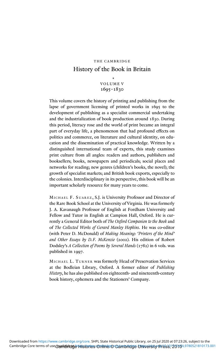 The Cambridge History of the Book in Britain, Volume 5 by Unknown