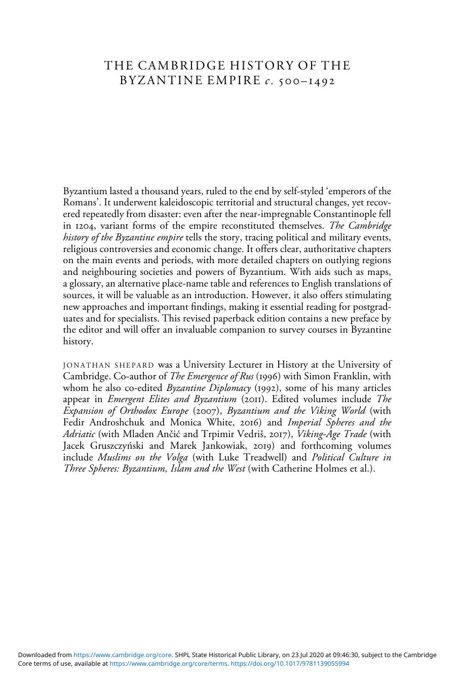 The Cambridge History of the Byzantine Empire c.500â1492 by ozz