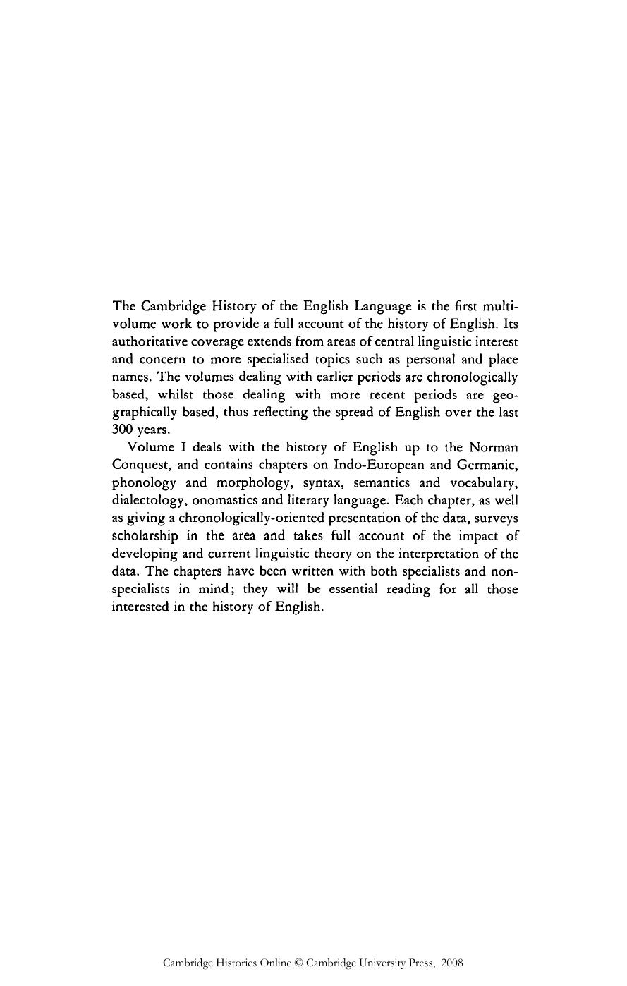 The Cambridge History of the English Language, Volume 1: The Beginnings to 1066 by Richard M. Hogg (editor)