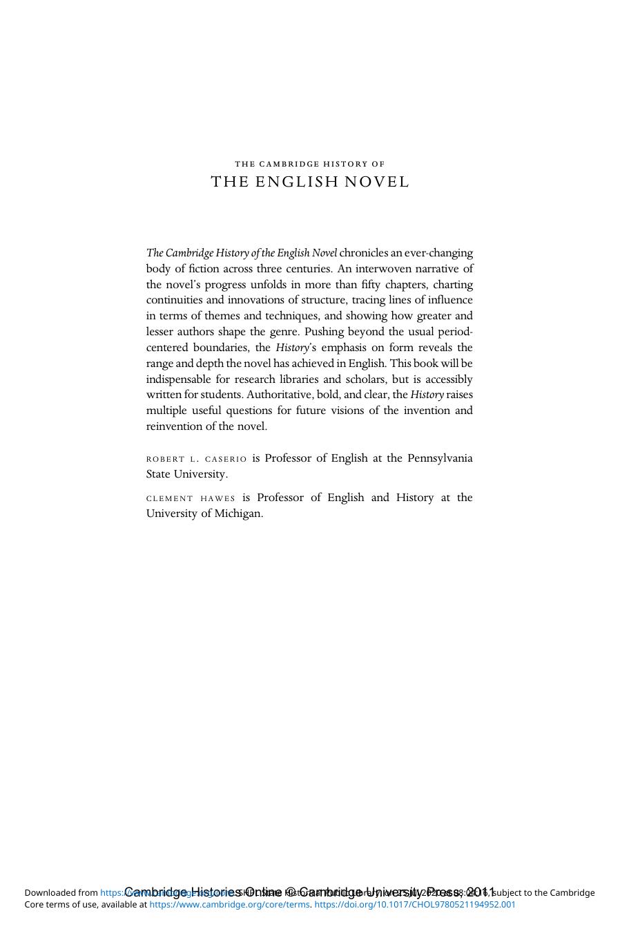 The Cambridge History of the English Novel by Unknown