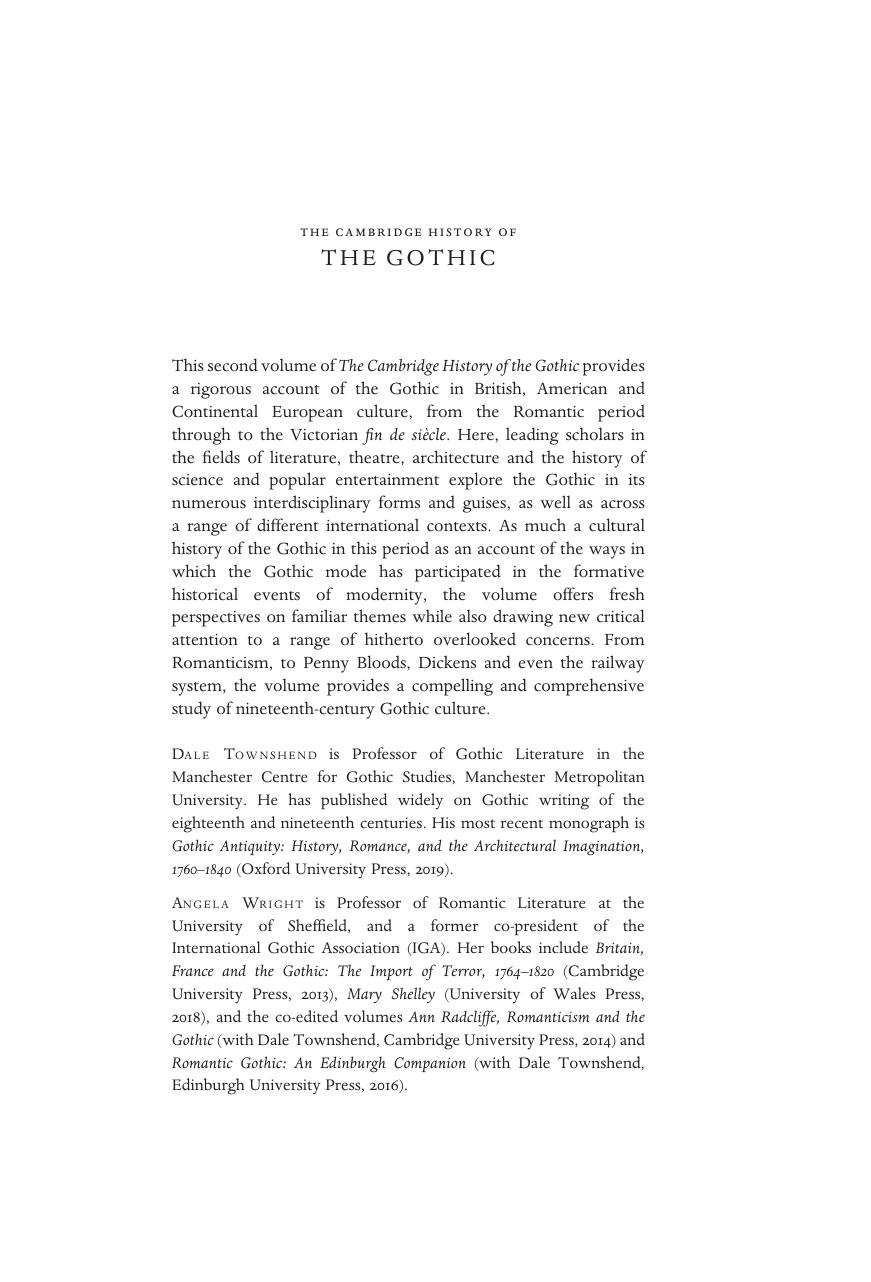 The Cambridge History of the Gothic: Gothic in the Long Eighteenth Century by Angela Wright & Dale Townshend