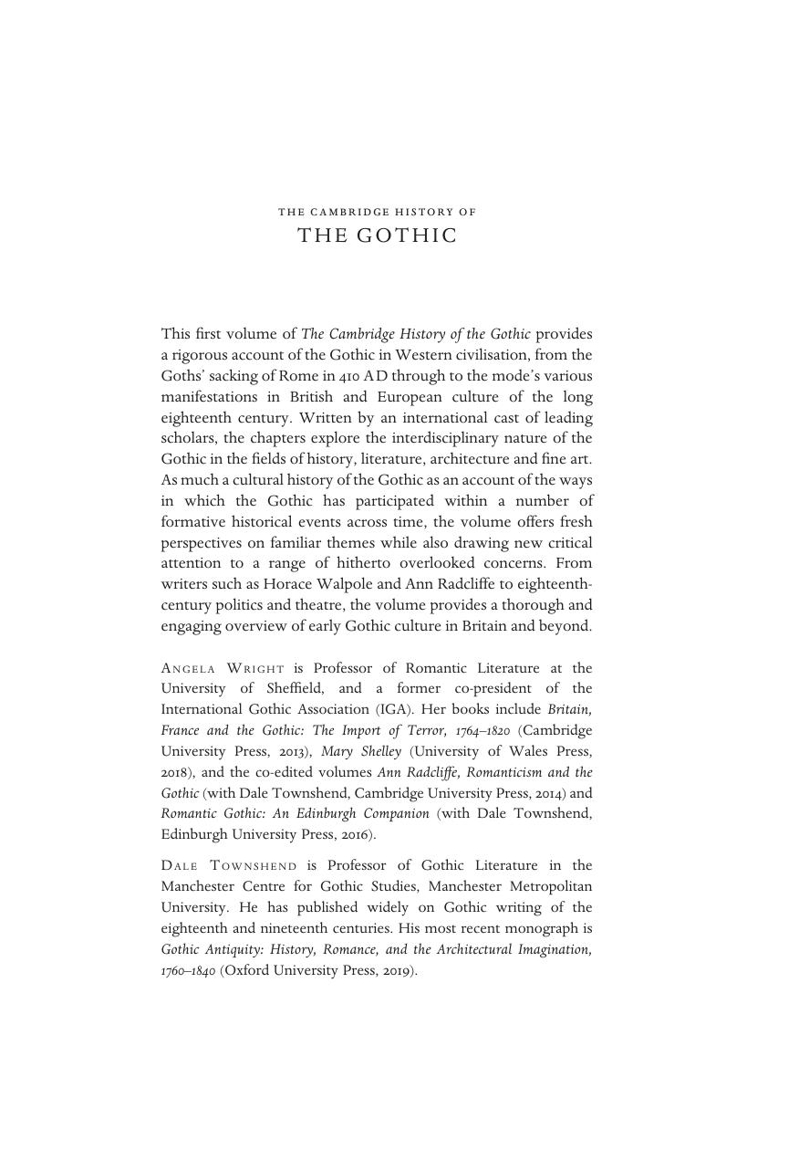 The Cambridge History of the Gothic: Gothic in the Nineteenth Century by Angela Wright & Dale Townshend
