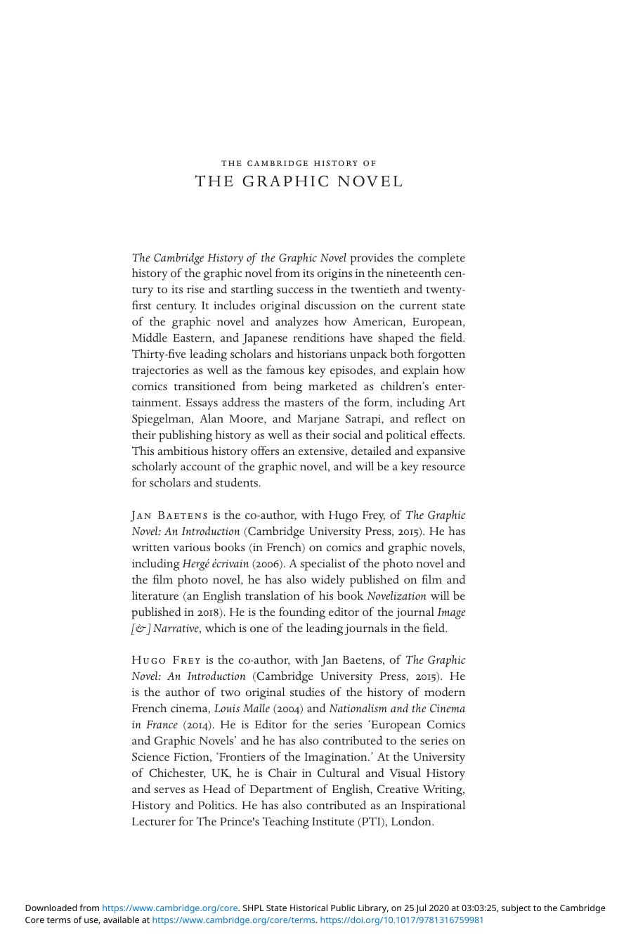 The Cambridge History of the Graphic Novel by 9102916