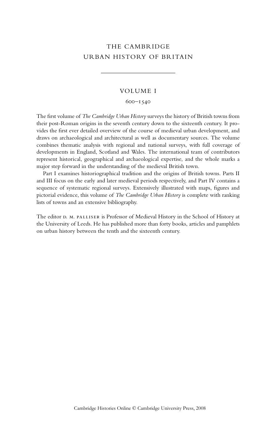 The Cambridge Urban History of Britain by Unknow