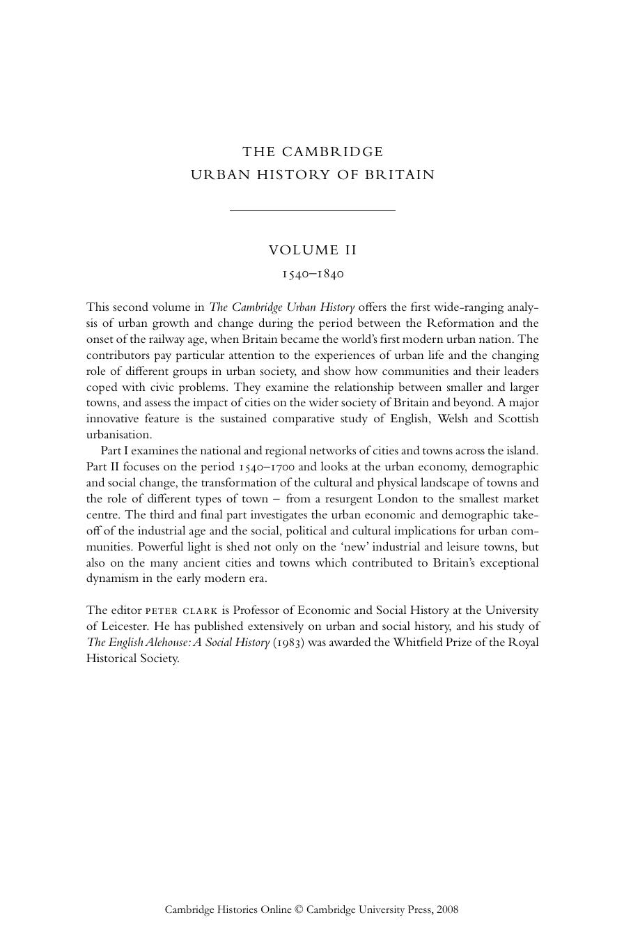 The Cambridge Urban History of Britain, volume 2: 1540-1840 by Peter Clark