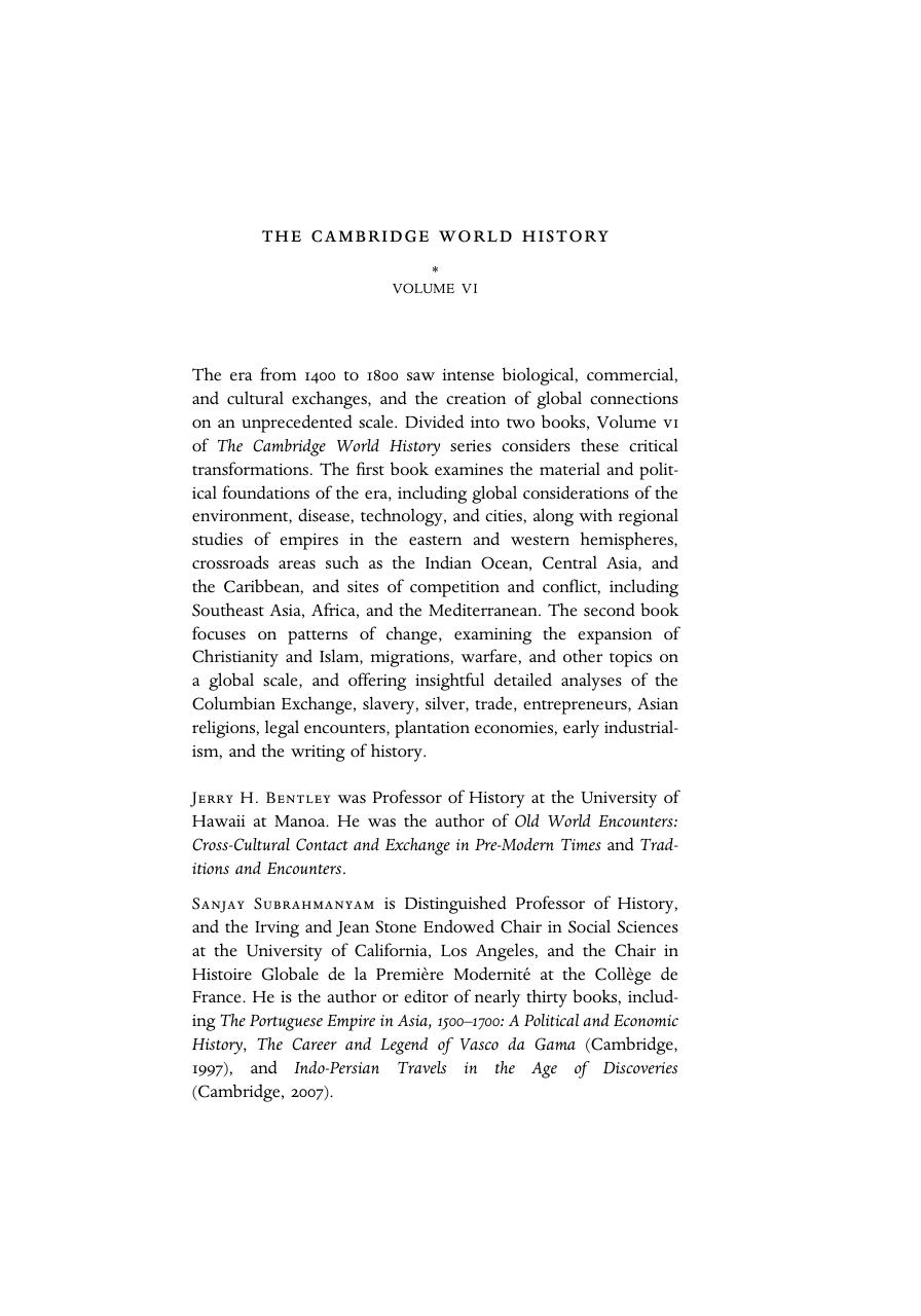 The Cambridge World History Volume 6: The Construction of a Global World, 1400–1800 CE, Part 2: Patterns of Change by Jerry H. Bentley