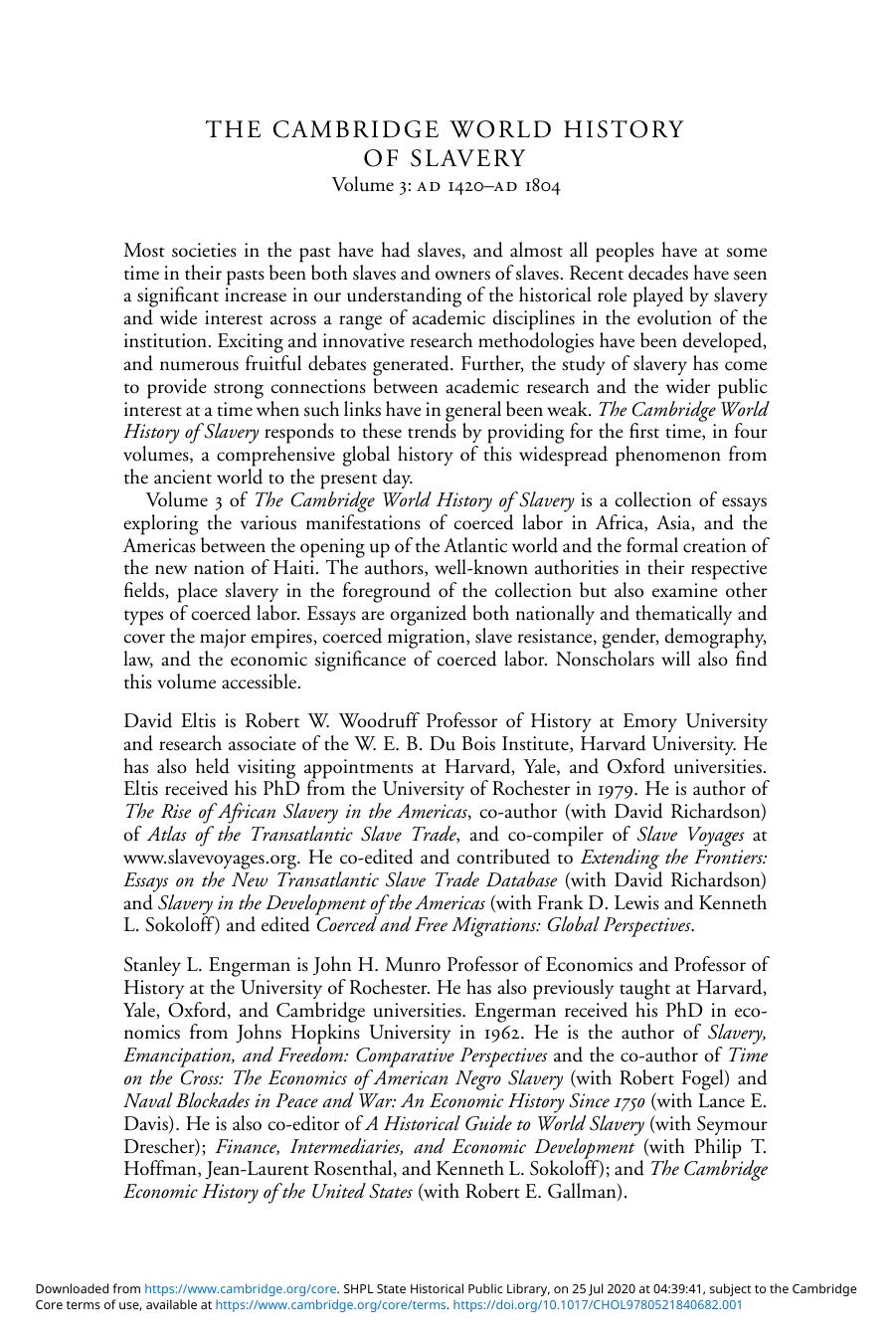 The Cambridge World History of Slavery, Volume 3 by Unknown