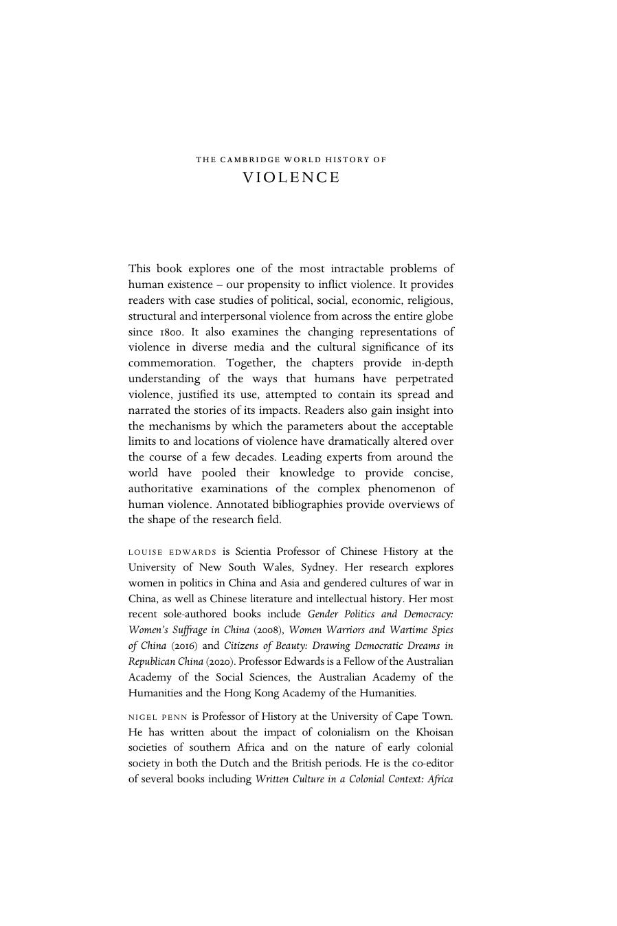 The Cambridge World History of Violence: Volume 4 by Louise Edwards (editor) Nigel Penn (editor) Jay Winter (editor)