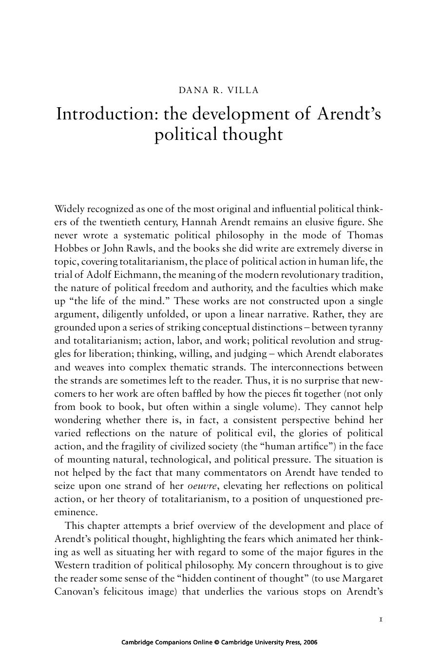 The Cambridge companion to Hannah Arendt by Dana Richard Villa
