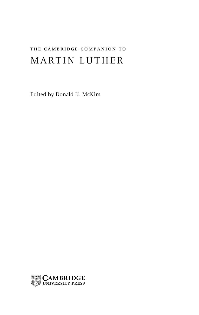 The Cambridge companion to Martin Luther by Donald K McKim