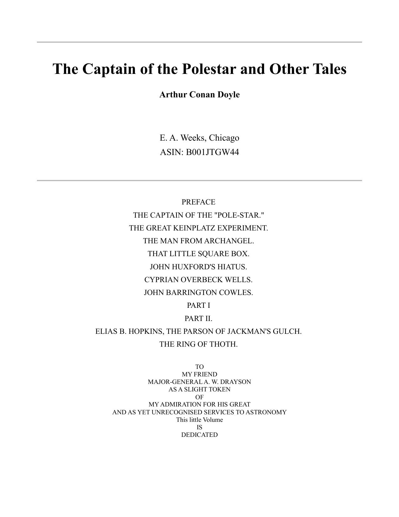 The Captain of the Polestar and Other Tales by Sir Arthur Conan Doyle