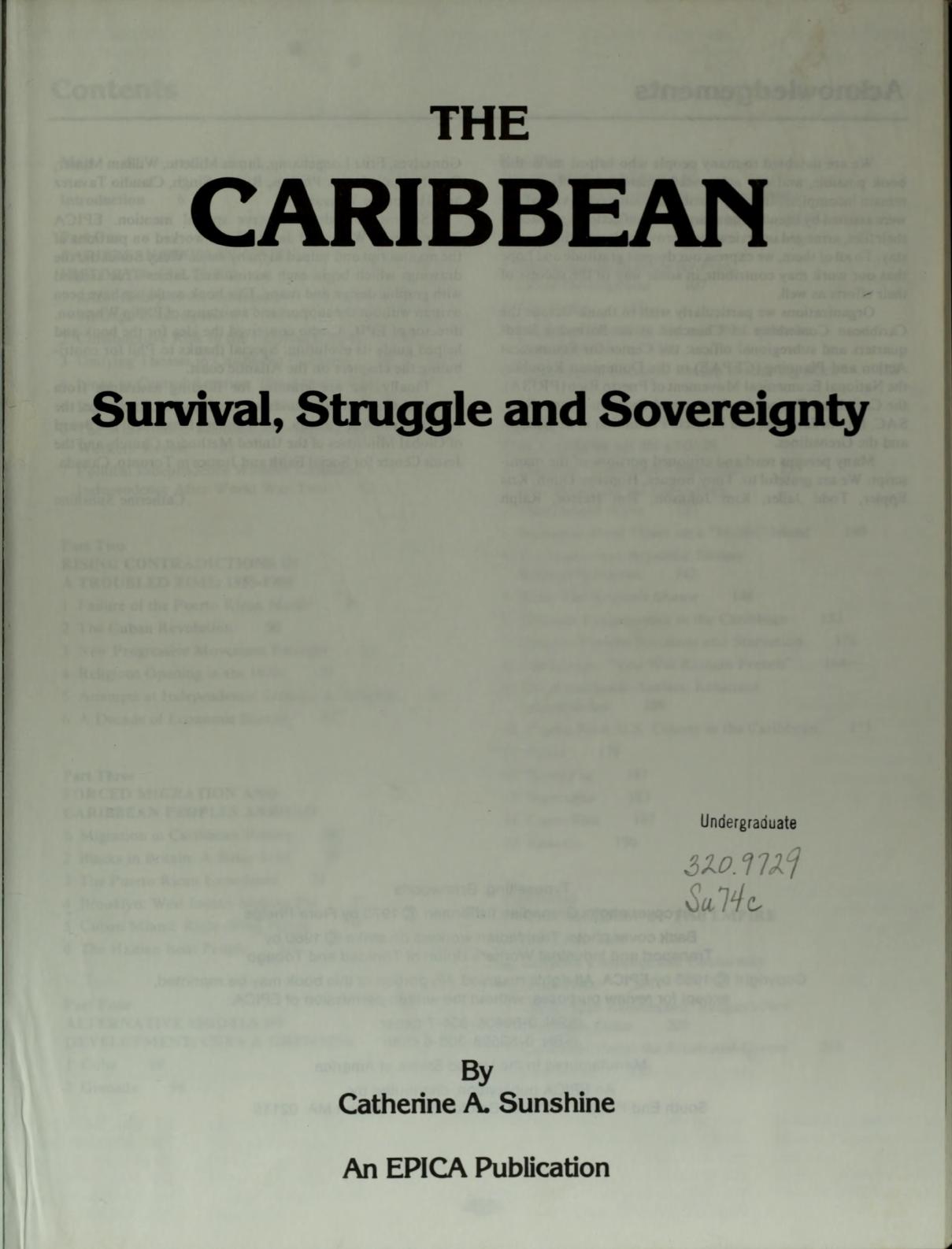The Caribbean: Survival, Struggle and Sovereignty by Catherine A. Sunshine Philip E. Wheaton (introduction)