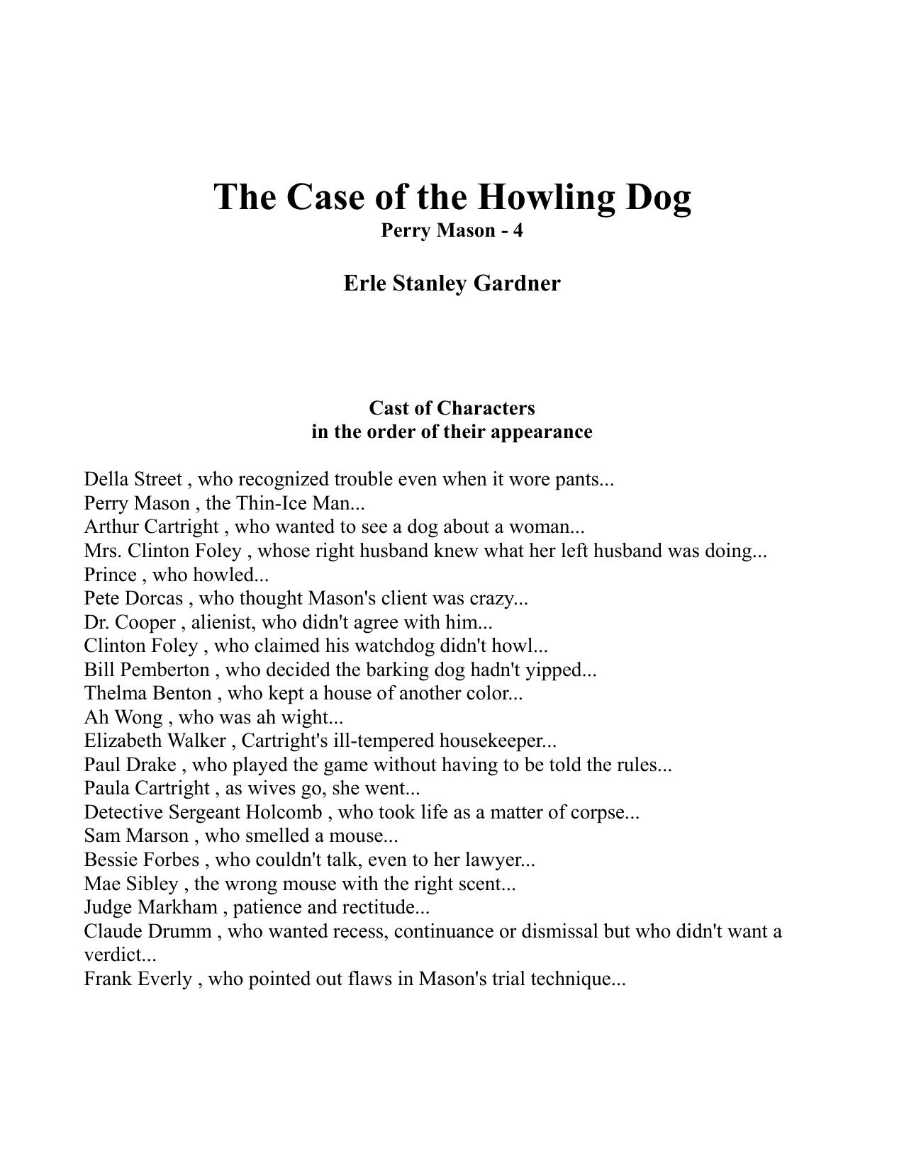 The Case of the Howling Dog by Erle Stanley Gardner