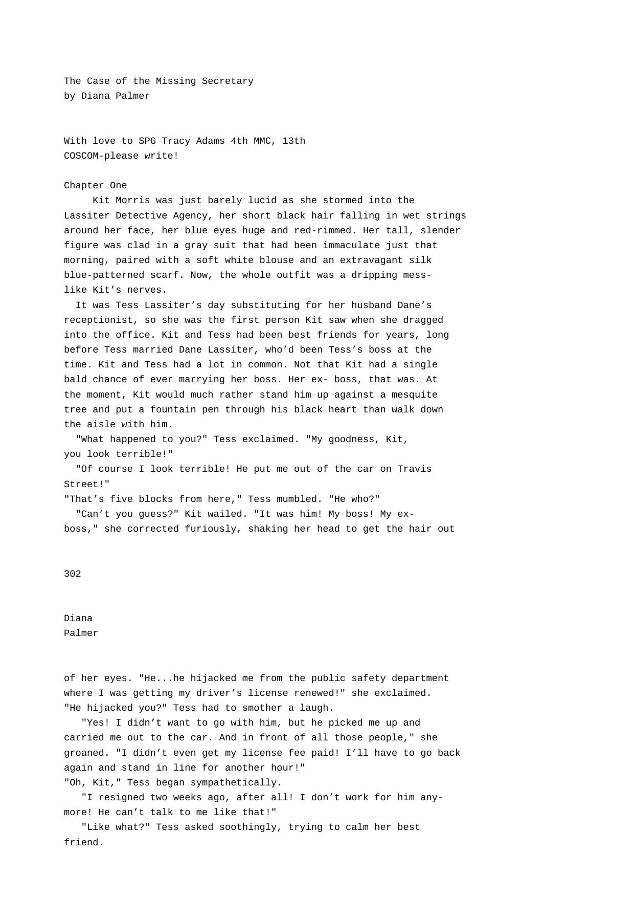 The Case of the Missing Secretary by Diana Palmer