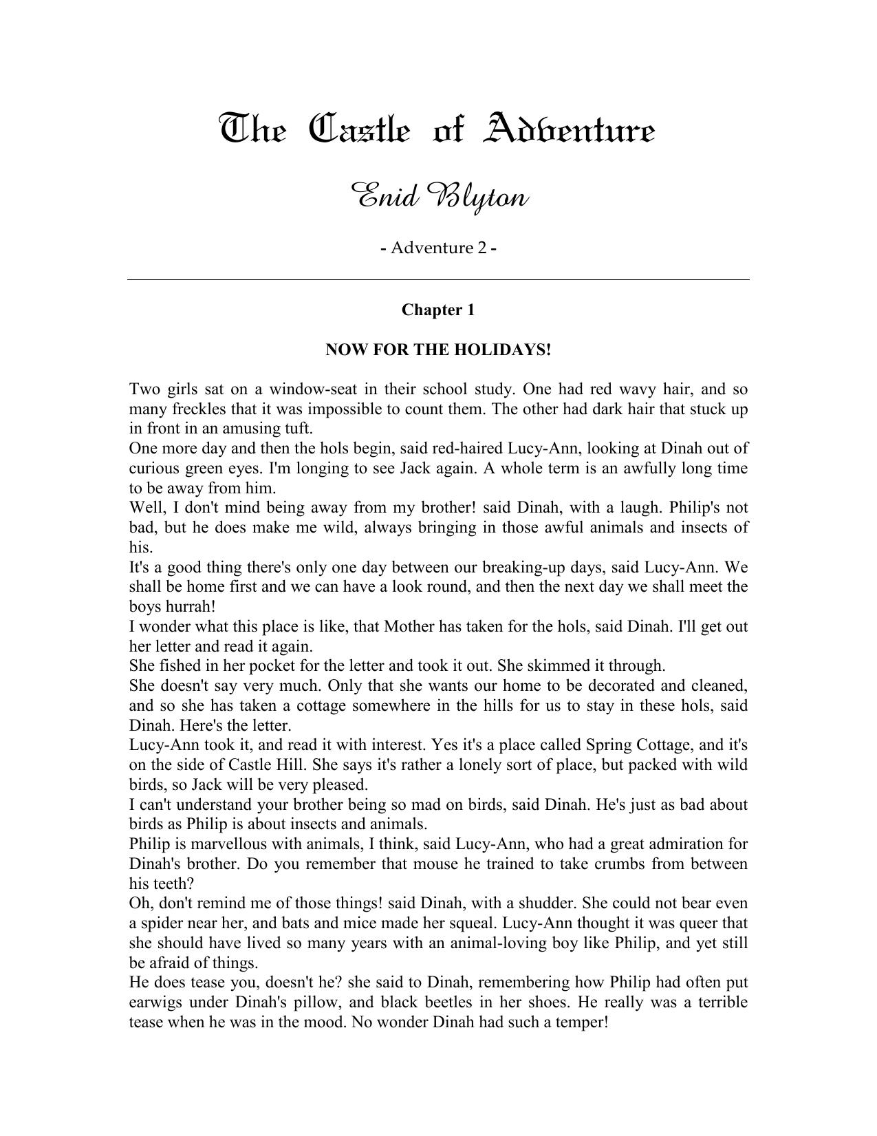 The Castle of Adventure (Book Two of the Adventure Series) by Enid Blyton