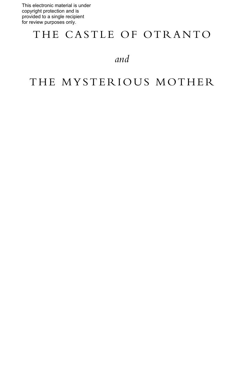 The Castle of Otranto and the Mysterious Mother by Horace Walpole Frederick S. Frank