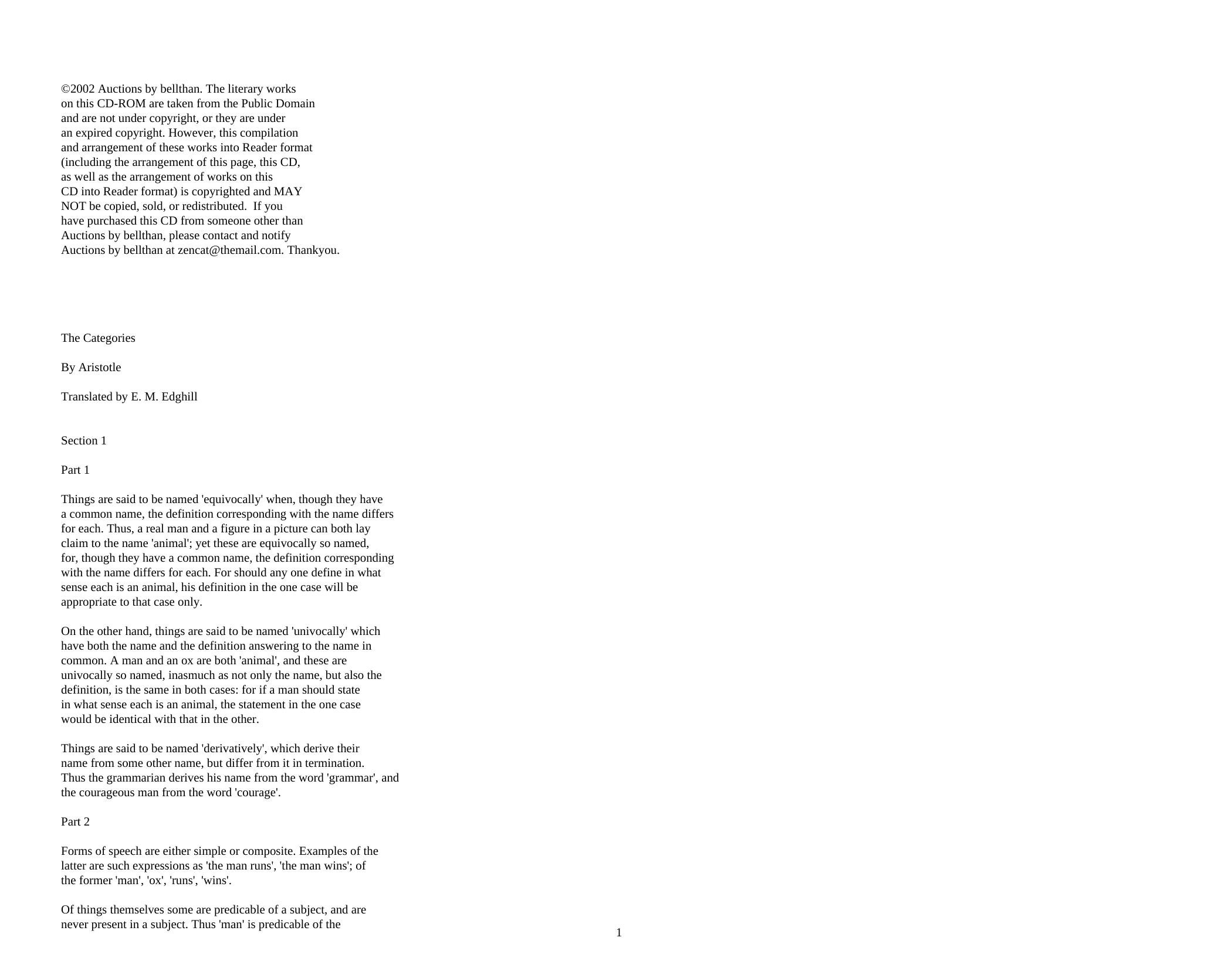 The Catagories by Aristotle