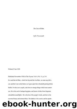 The Cats Of Ulthar by H. P. Lovecraft