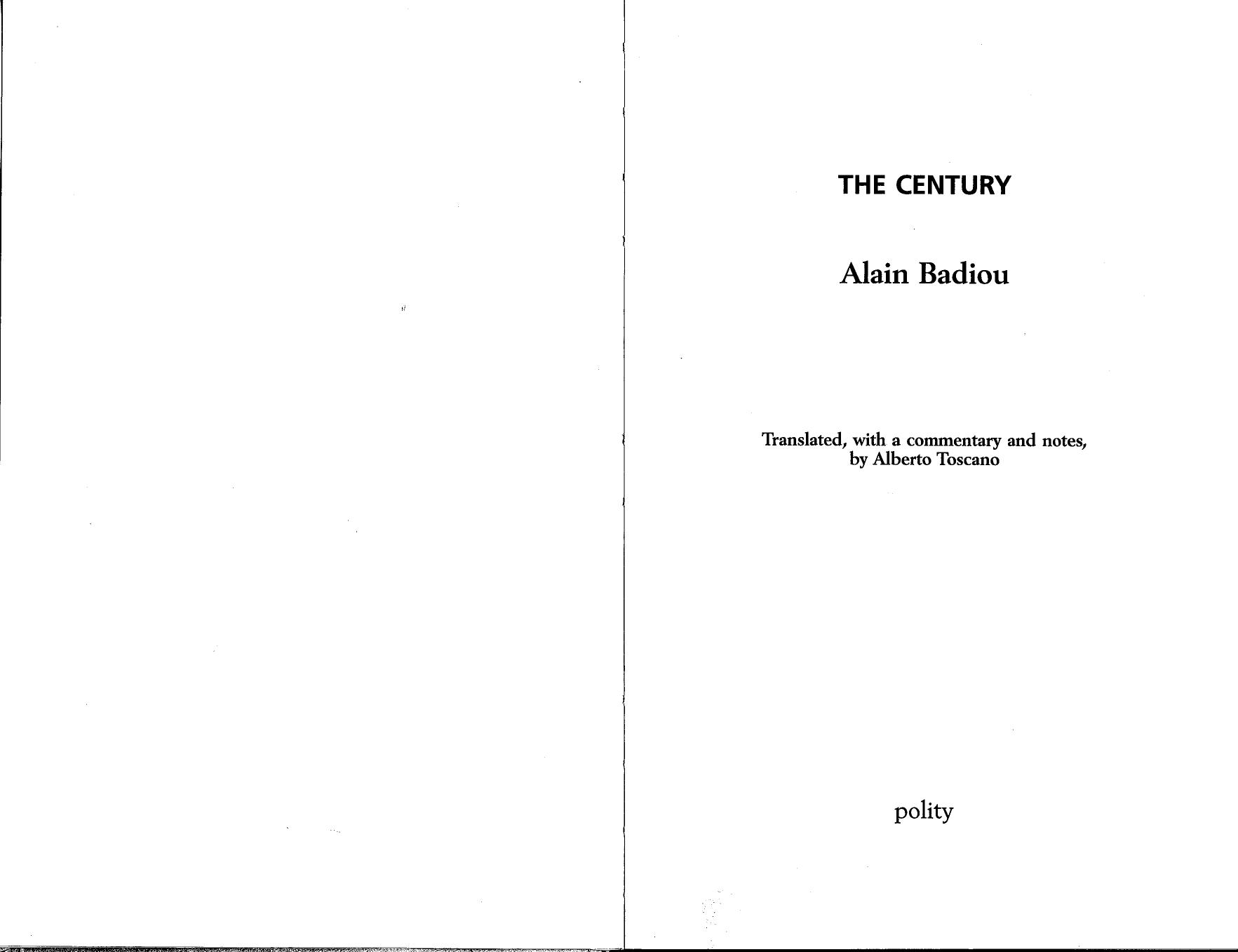 The Century by Alain Badiou