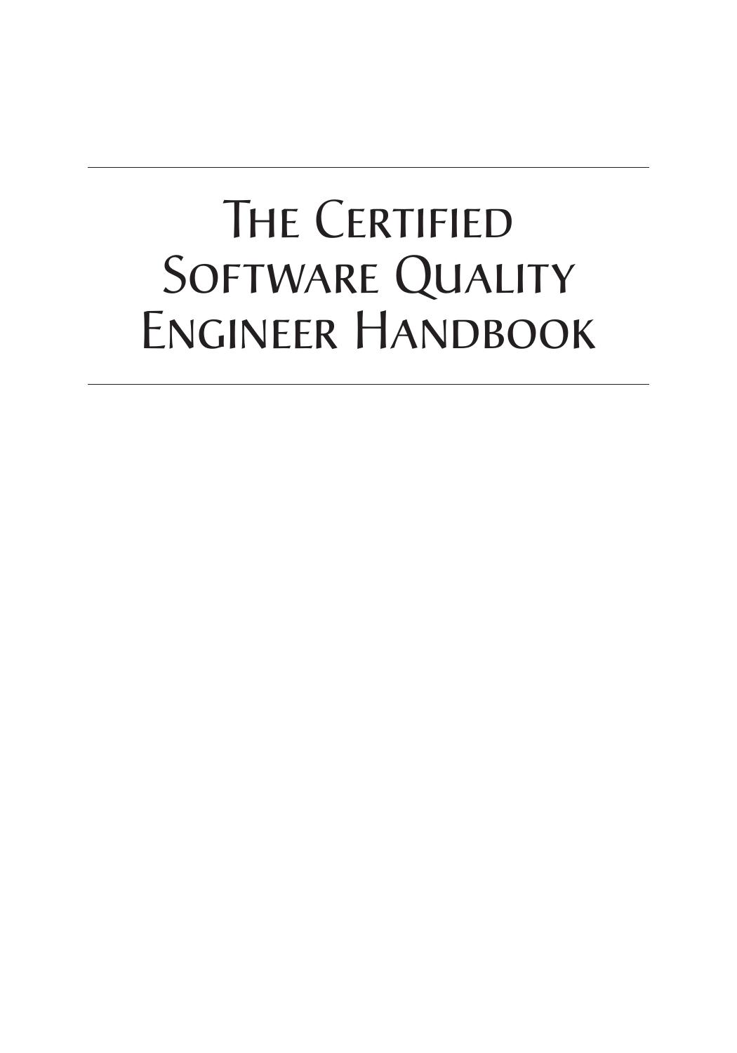 The Certified Software Quality Engineer Handbook by Westfall Linda