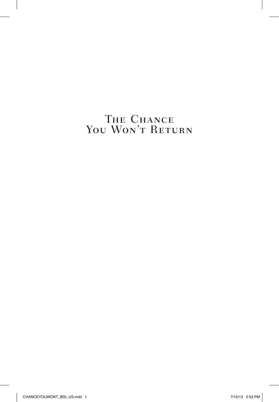 The Chance You Won't Return by Annie Cardi