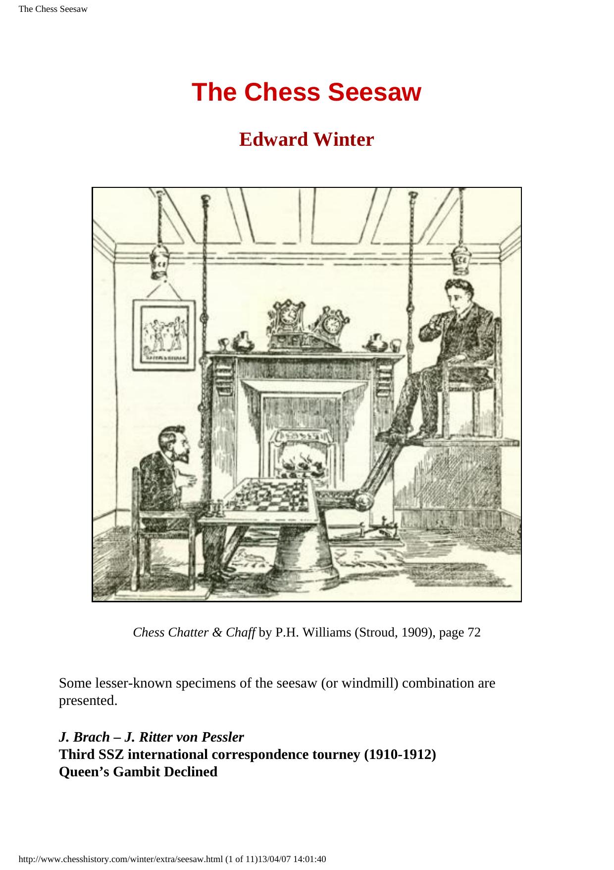 The Chess Seesaw by Edward Winter