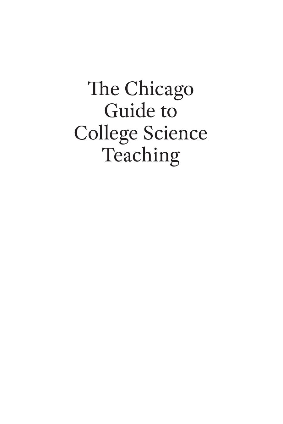 The Chicago Guide to College Science Teaching by Terry McGlynn